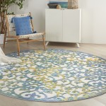 Nourison Aloha ALH21 Area Rug, Ivory/Blue, 7'10" x Round