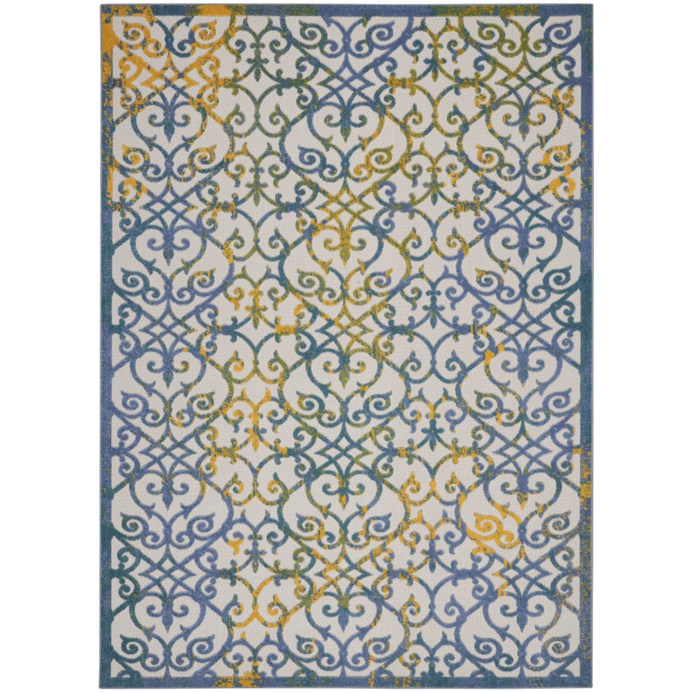 Nourison Aloha ALH21 Area Rug, Ivory/Blue, 9'6" x 13'