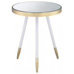 ACME Mazon End Table, Antique Brass/White & Mirror