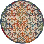 Nourison Aloha ALH21 Indoor/Outdoor Area Rug, Multicolor, 4' x Round