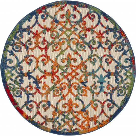 Nourison Aloha ALH21 Indoor/Outdoor Area Rug, Multicolor, 4' x Round