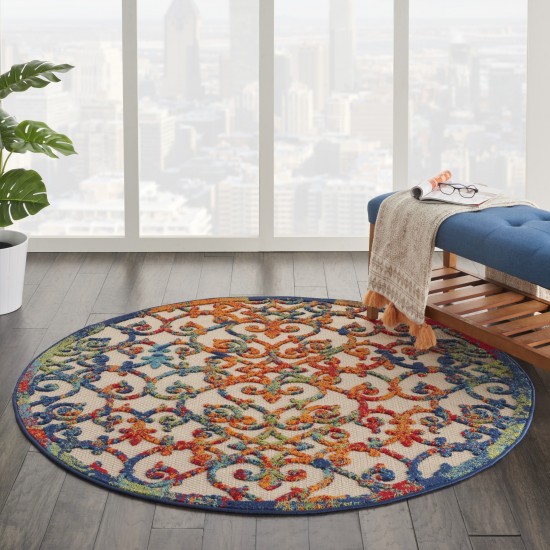 Nourison Aloha ALH21 Indoor/Outdoor Area Rug, Multicolor, 4' x Round