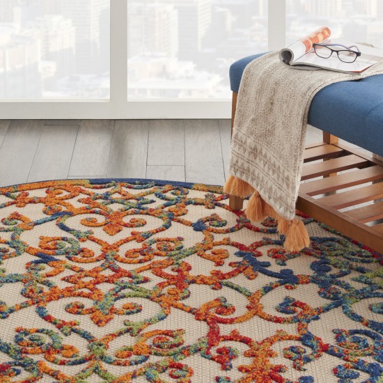 Nourison Aloha ALH21 Indoor/Outdoor Area Rug, Multicolor, 4' x Round