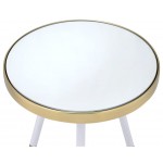 ACME Mazon End Table, Antique Brass/White & Mirror