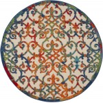 Nourison Aloha ALH21 Indoor/Outdoor Area Rug, Multicolor, 5'3" x Round