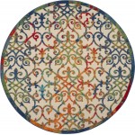 Nourison Aloha ALH21 Indoor/Outdoor Area Rug, Multicolor, 7'10" x Round