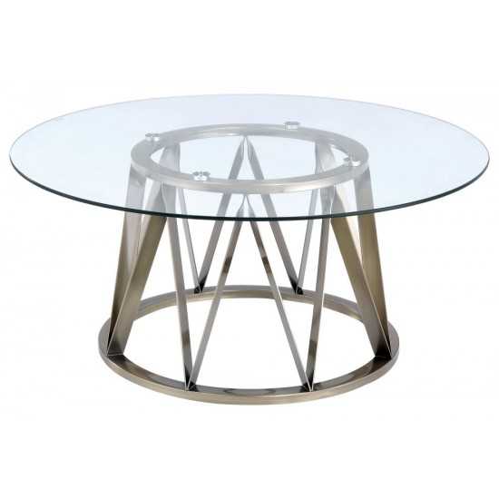 ACME Perjan Coffee Table, Antique Brass & Clear Glass