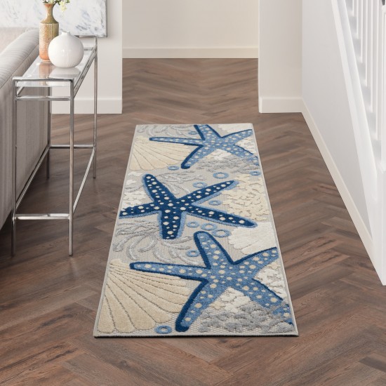 Nourison Aloha ALH24 Runner Rug, Blue/Grey, 2' x 6'