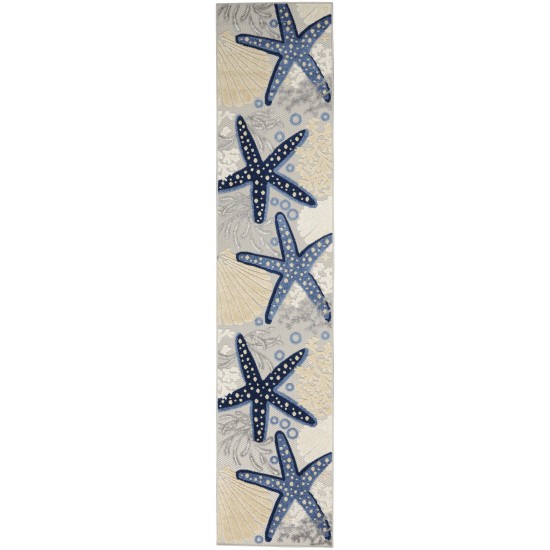 Nourison Aloha ALH24 Runner Rug, Blue/Grey, 2'3" x 10'