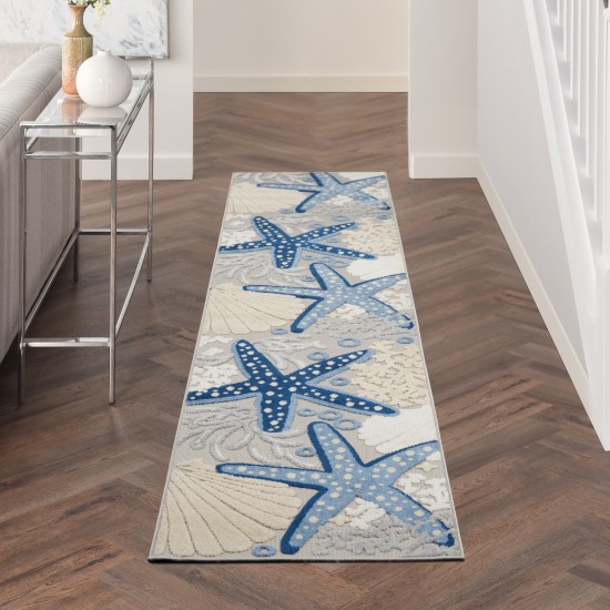 Nourison Aloha ALH24 Runner Rug, Blue/Grey, 2'3" x 12'