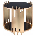 ACME Tanquin End Table, Gold & Black Glass