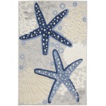 Nourison Aloha ALH24 Area Rug, Blue/Grey, 2'8" x 4'