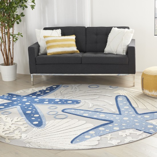 Nourison Aloha ALH24 Area Rug, Blue/Grey, 7'10" x Round