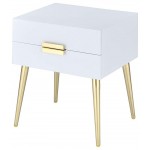 ACME Denvor Night Table, White & Gold