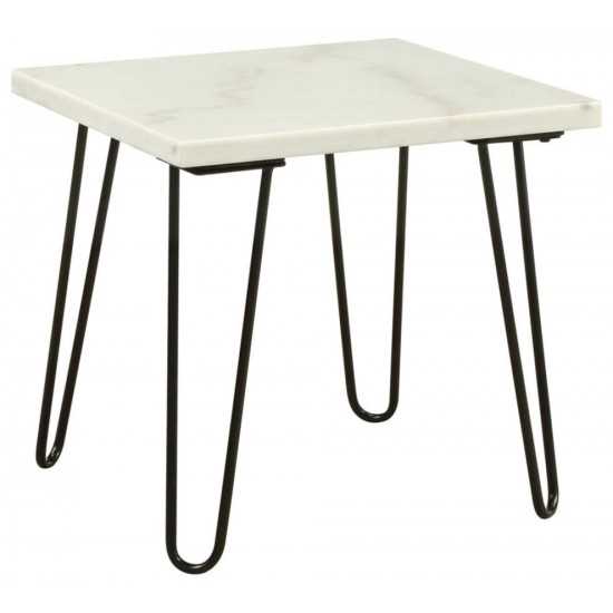 ACME Telestis End Table, White Marble & Black