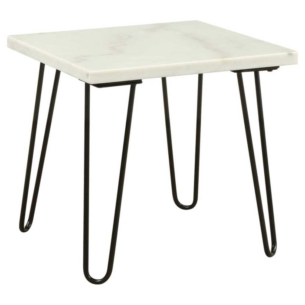 ACME Telestis End Table, White Marble & Black