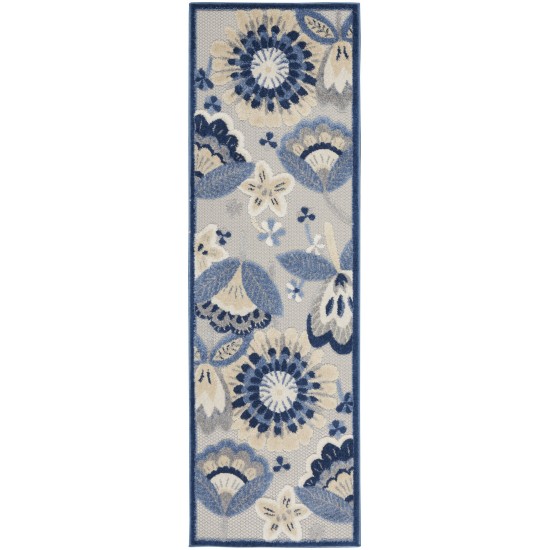 Nourison Aloha ALH25 Runner Rug, Blue/Grey, 2' x 6'