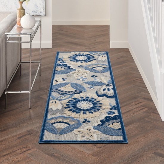 Nourison Aloha ALH25 Runner Rug, Blue/Grey, 2' x 6'