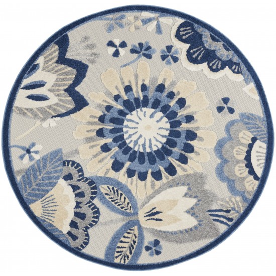 Nourison Aloha ALH25 Area Rug, Blue/Grey, 5'3" x Round