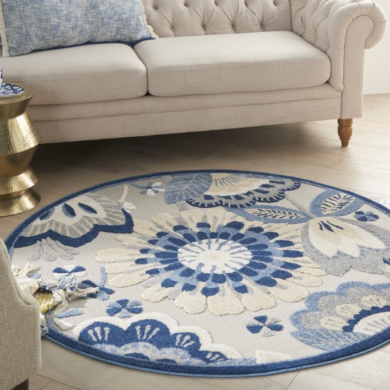 Nourison Aloha ALH25 Area Rug, Blue/Grey, 5'3" x Round