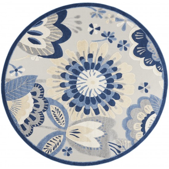 Nourison Aloha ALH25 Area Rug, Blue/Grey, 7'10" x Round