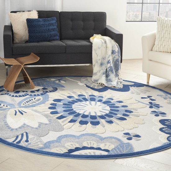 Nourison Aloha ALH25 Area Rug, Blue/Grey, 7'10" x Round