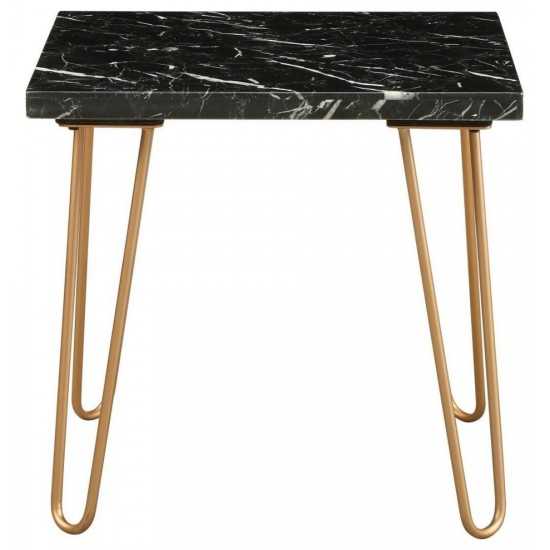 ACME Telestis End Table, Black Marble & Gold