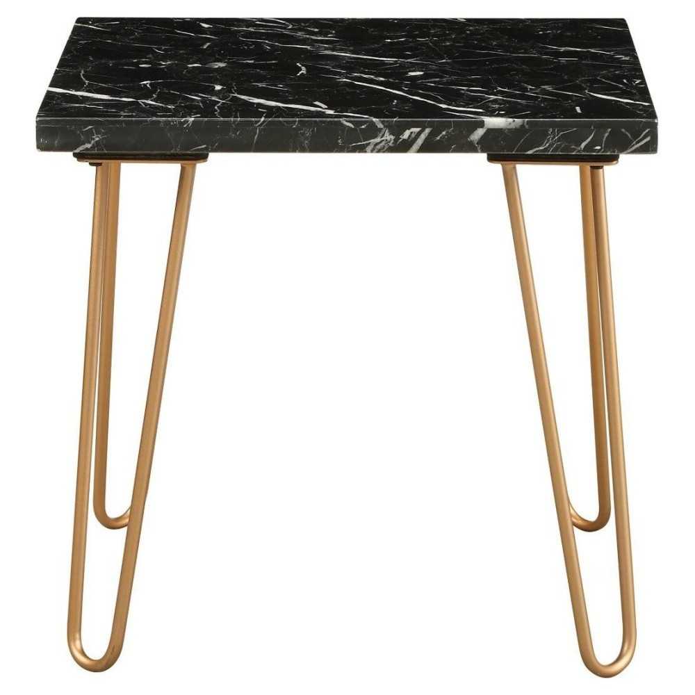 ACME Telestis End Table, Black Marble & Gold