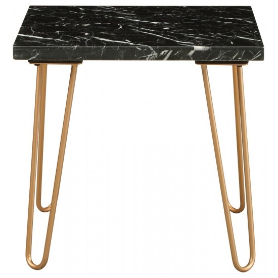 ACME Telestis End Table, Black Marble & Gold