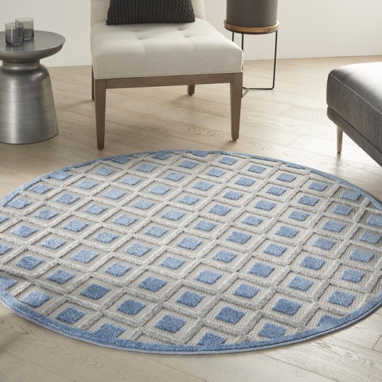 Nourison Aloha ALH26 Area Rug, Blue/Grey, 4' x Round