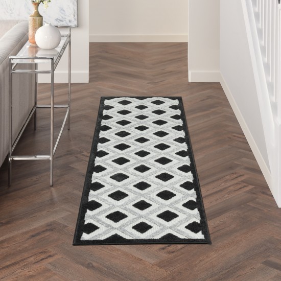 Nourison Aloha ALH26 Runner Rug, Black/White, 2' x 6'