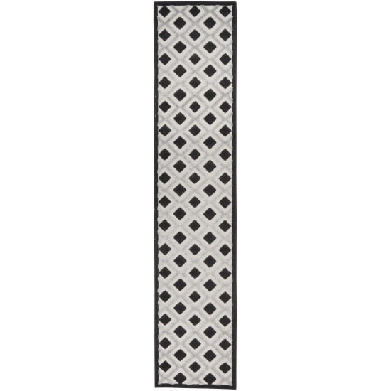 Nourison Aloha ALH26 Runner Rug, Black/White, 2'3" x 10'