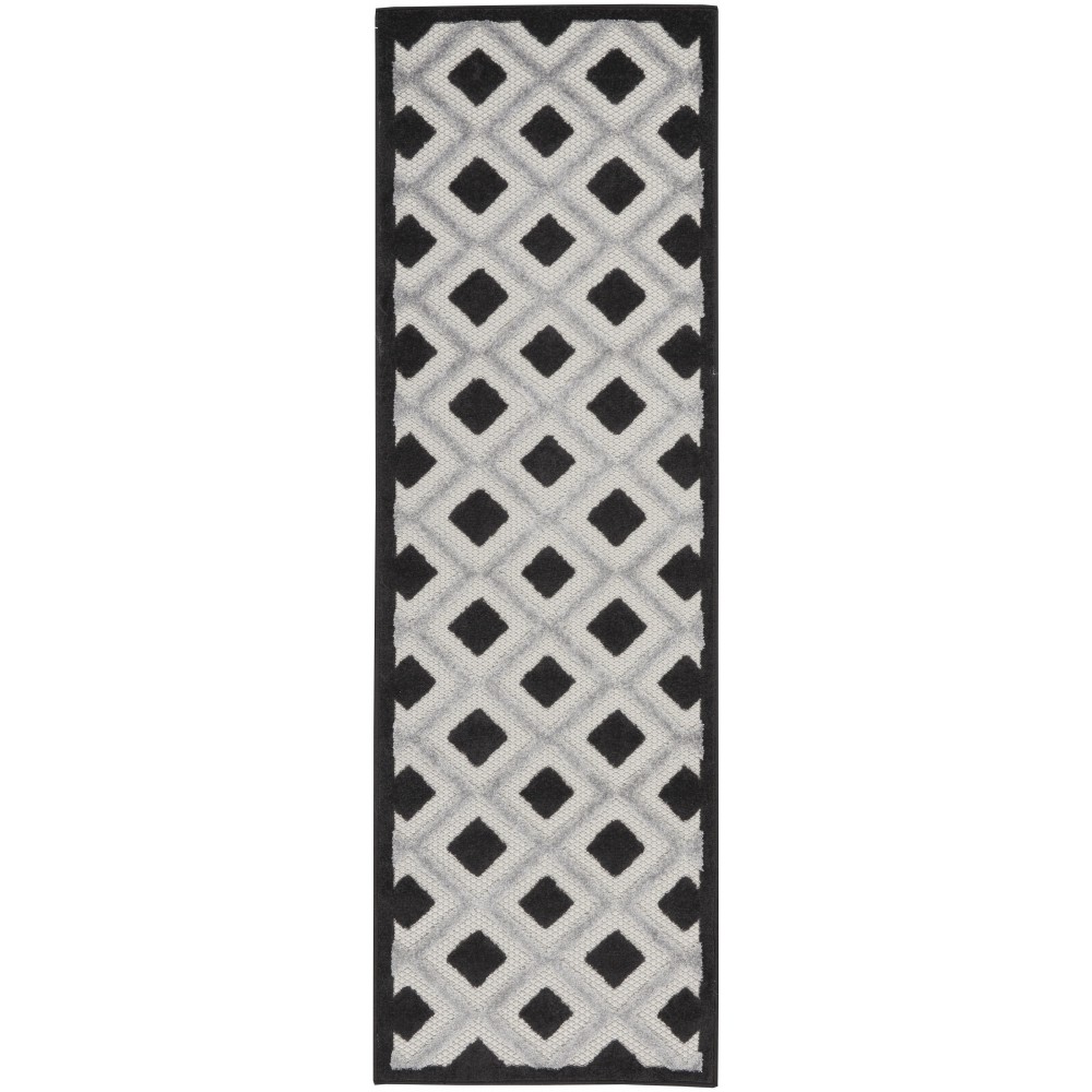 Nourison Aloha ALH26 Runner Rug, Black/White, 2'3" x 8'