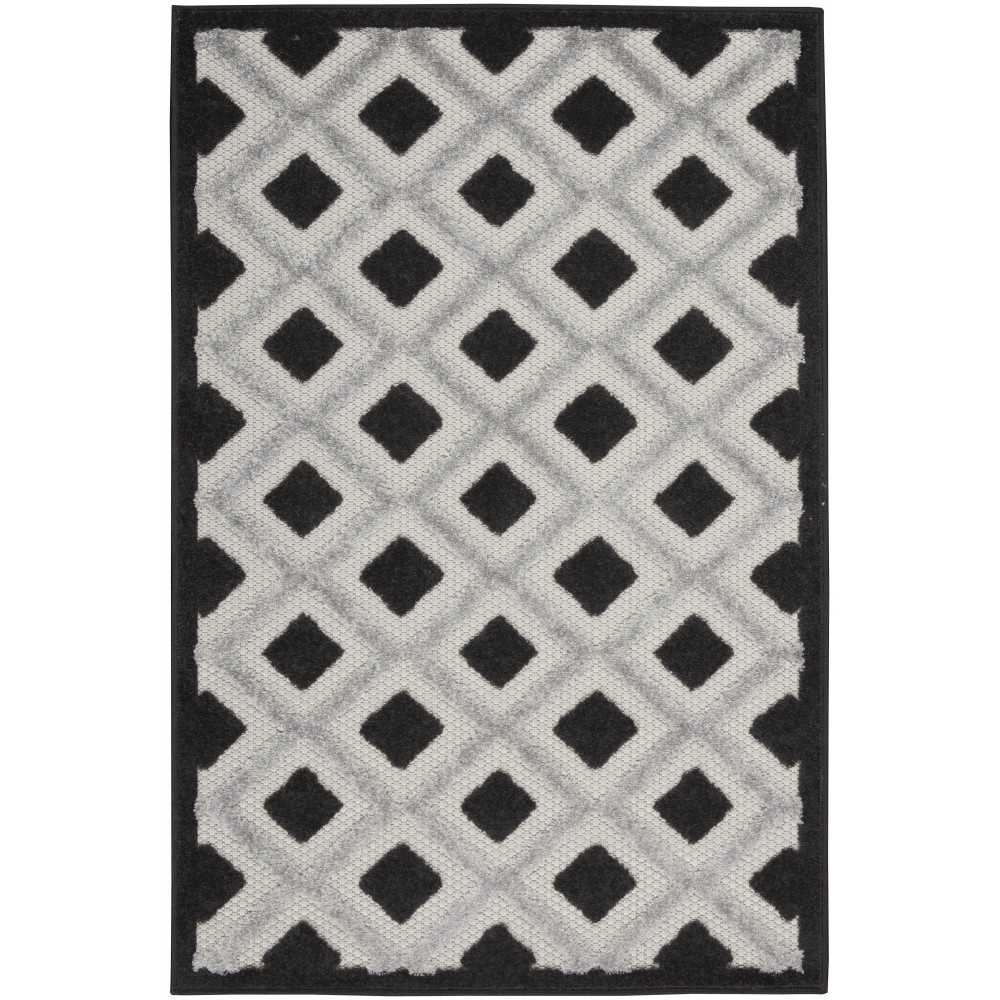 Nourison Aloha ALH26 Area Rug, Black/White, 2'8" x 4'