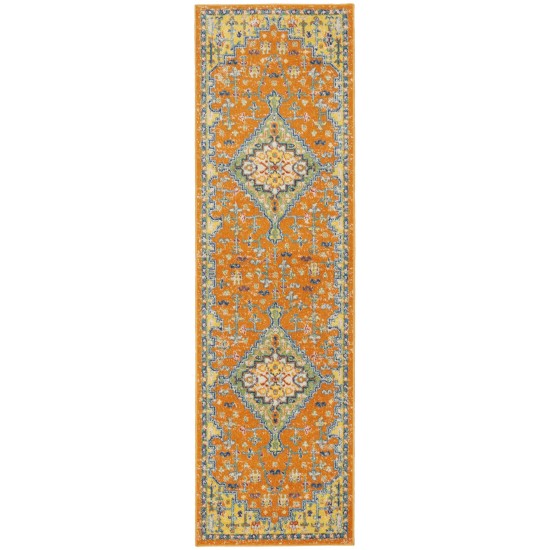 Nourison Allur ALR01 Runner Rug, Orange/Multicolor, 2'3" x 7'6"