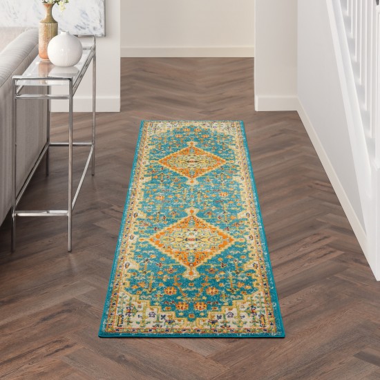 Nourison Allur ALR01 Runner Rug, Turquoise/Ivory, 2'3" x 7'6"