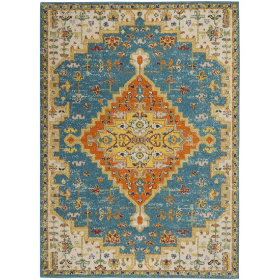 Nourison Allur ALR01 Area Rug, Turquoise/Ivory, 4' x 6'