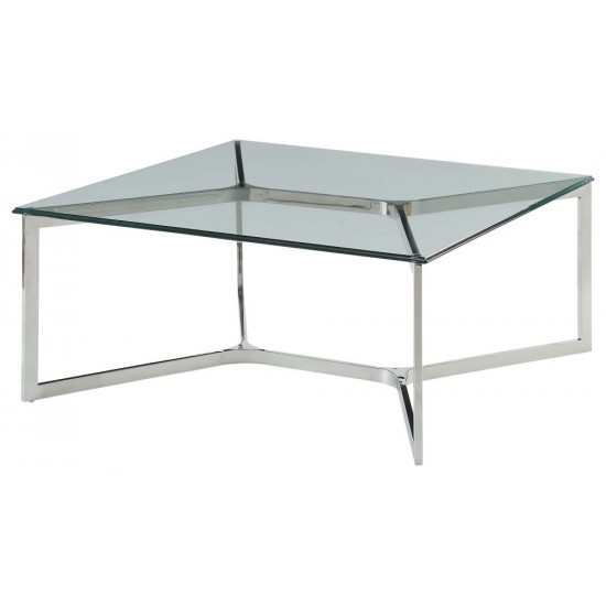 ACME Volusius Coffee Table, Stainless Steel & Clear Glass
