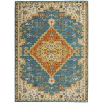 Nourison Allur ALR01 Area Rug, Turquoise/Ivory, 5'3" x 7'3"