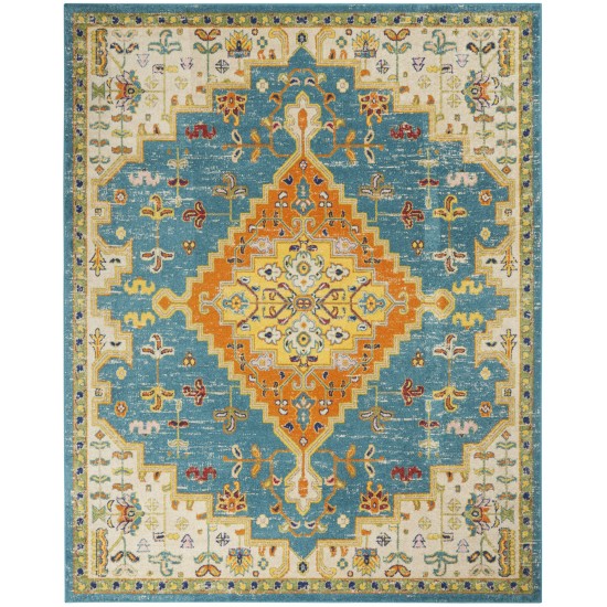 Nourison Allur ALR01 Area Rug, Turquoise/Ivory, 7'10" x 9'10"