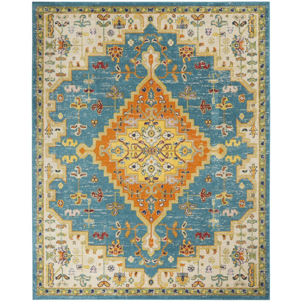 Nourison Allur ALR01 Area Rug, Turquoise/Ivory, 7'10" x 9'10" Nourison Allur ALR01 Area Rug, Turquoise/Ivory, 7'10" x 9'10"