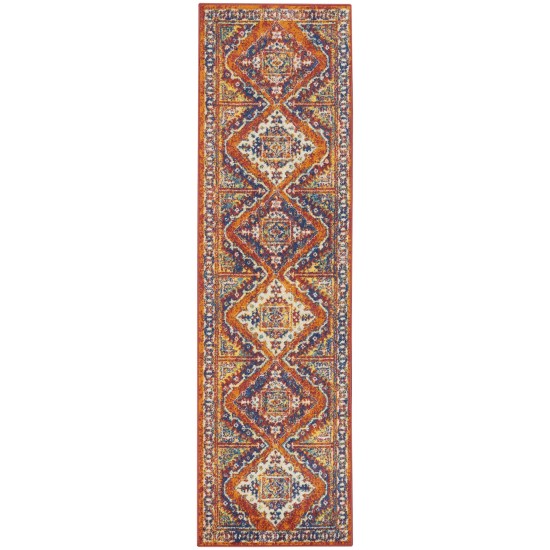 Nourison Allur ALR02 Runner Rug, Orange/Multicolor, 2'3" x 7'6"