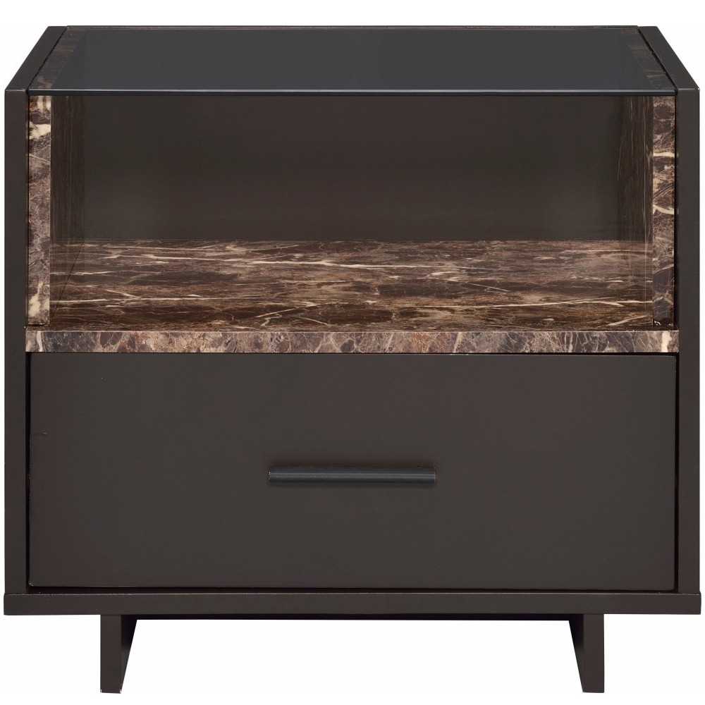 ACME Dayle Night Table, Faux Marble & Espresso ACME Dayle Night Table, Faux Marble & Espresso