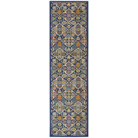 Nourison Allur ALR03 Runner Rug, Navy/Multicolor, 2'3" x 7'6"