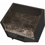 ACME Dayle Night Table, Faux Marble & Espresso