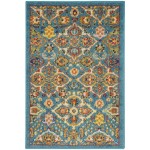 Nourison Allur ALR03 Area Rug, Turquoise/Ivory, 2' x 3'