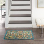 Nourison Allur ALR03 Area Rug, Turquoise/Ivory, 2' x 3'