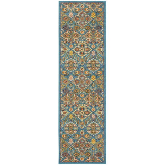 Nourison Allur ALR03 Runner Rug, Turquoise/Ivory, 2'3" x 7'6"