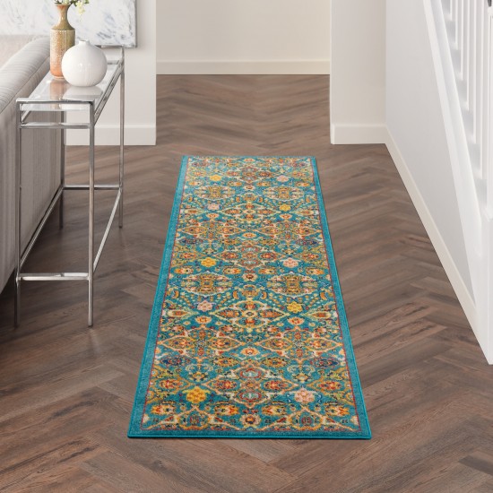 Nourison Allur ALR03 Runner Rug, Turquoise/Ivory, 2'3" x 7'6"