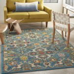 Nourison Allur ALR03 Area Rug, Turquoise/Ivory, 5'3" x 7'3"